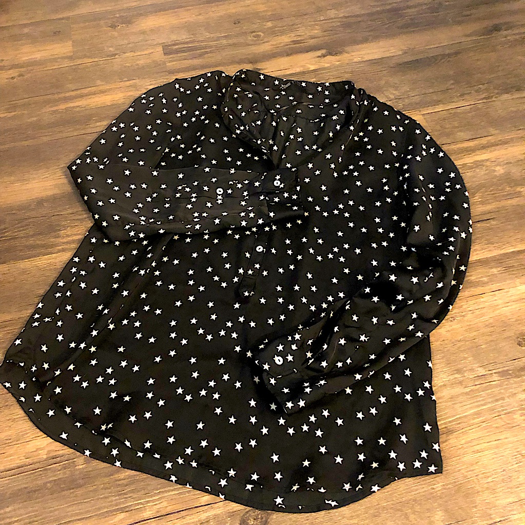 Zara Star Print Long Sleeve Blouse Size M